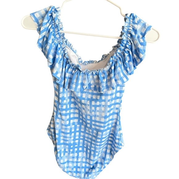 LILLY PULITZER Ruffle Blue Fiesta One Piece Swimsuit Feelin Beachy Bennet Blue - Picture 4 of 7